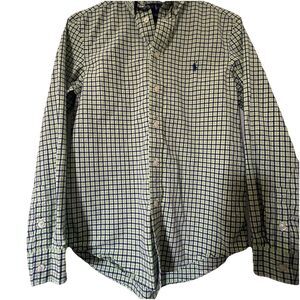 Boys Ralph Lauren Lime Green/Blue/White Plaid Long Sleeve  Shirt Size 14-16